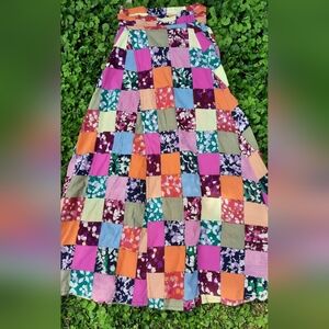 Vintage Patchwork Wrap Skirt Small BEAUTIFUL AUTHENTIC 💕